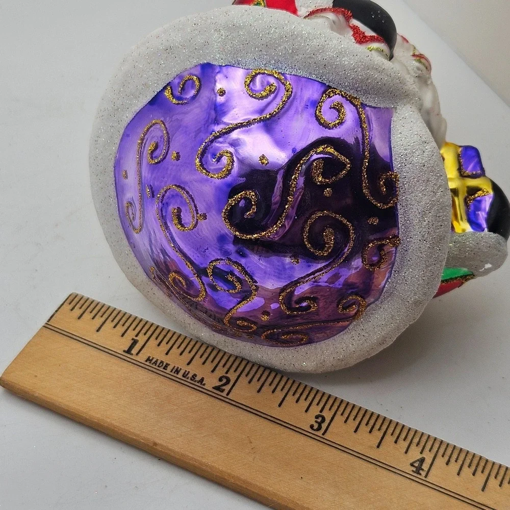 Christopher Radko Sparkle Bright Santa Glass Christmas Ornament Candy Purplle